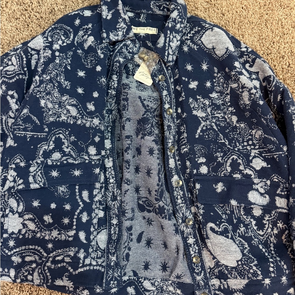 Free People Blue Button Down Shirt